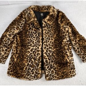Vince Camuto Leopard Print Faux Fur Coat XL